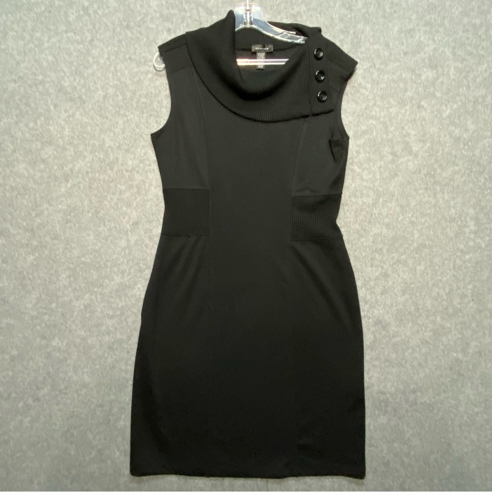 Spense Black Sleeveless Button Neck midi Dress size 10